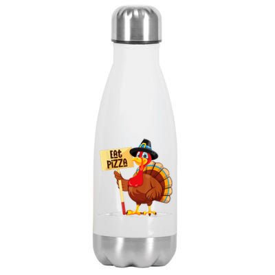 Eat Pizza Turkey Happy Thanksgiving Funny Stainless Steel Insulated Water Bottle