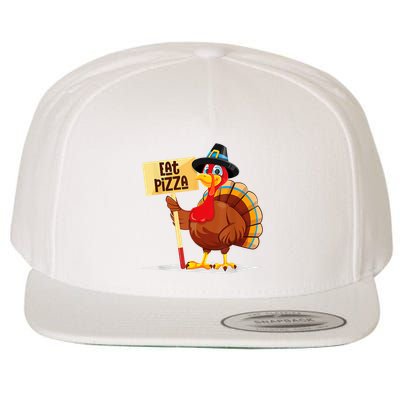Eat Pizza Turkey Happy Thanksgiving Funny Wool Snapback Cap
