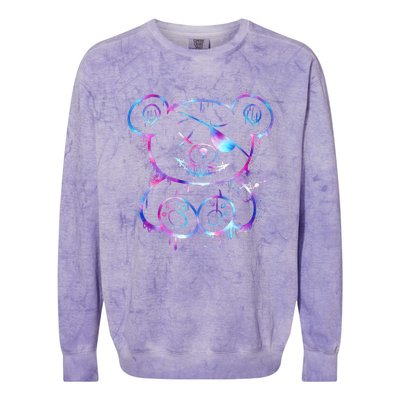 Emo Punk Teddy Bear Graffiti Colorblast Crewneck Sweatshirt