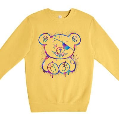 Emo Punk Teddy Bear Graffiti Premium Crewneck Sweatshirt