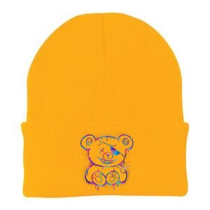 Emo Punk Teddy Bear Graffiti Knit Cap Winter Beanie