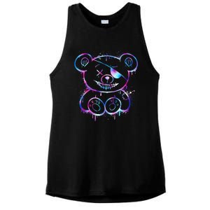 Emo Punk Teddy Bear Graffiti Ladies PosiCharge Tri-Blend Wicking Tank