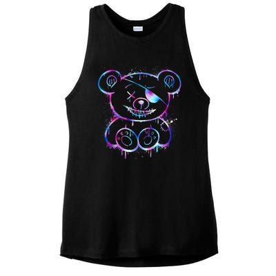 Emo Punk Teddy Bear Graffiti Ladies PosiCharge Tri-Blend Wicking Tank