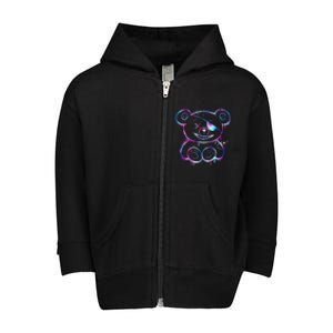 Emo Punk Teddy Bear Graffiti Toddler Zip Fleece Hoodie