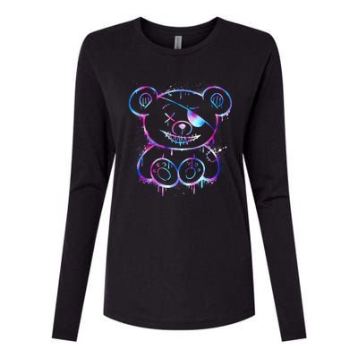 Emo Punk Teddy Bear Graffiti Womens Cotton Relaxed Long Sleeve T-Shirt