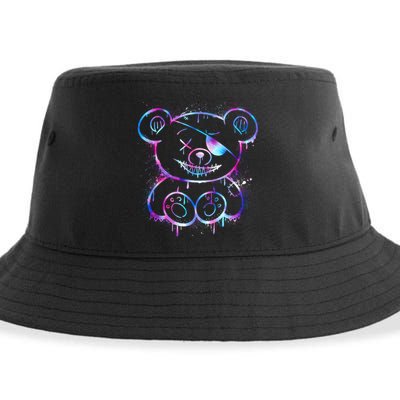 Emo Punk Teddy Bear Graffiti Sustainable Bucket Hat