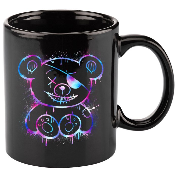 Emo Punk Teddy Bear Graffiti 11oz C Handle Ceramic Mug