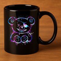 Emo Punk Teddy Bear Graffiti 11oz C Handle Ceramic Mug
