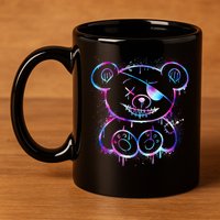 Emo Punk Teddy Bear Graffiti 11oz C Handle Ceramic Mug