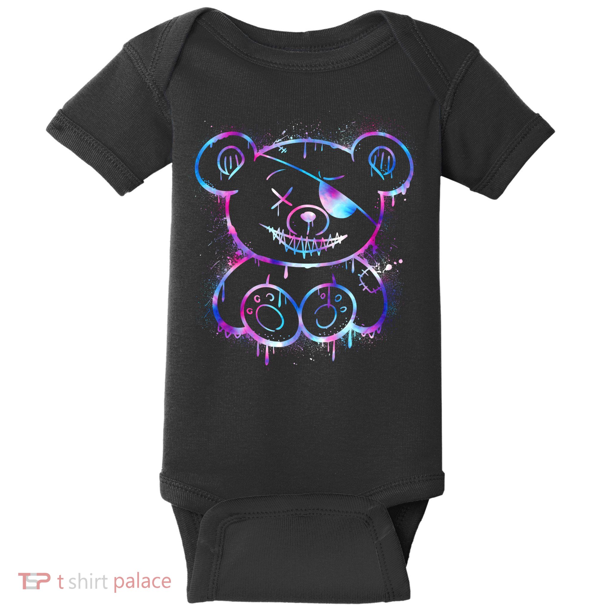 Emo Punk Teddy Bear Graffiti Baby Bodysuit
