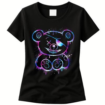 Emo Punk Teddy Bear Graffiti Womens T-Shirt