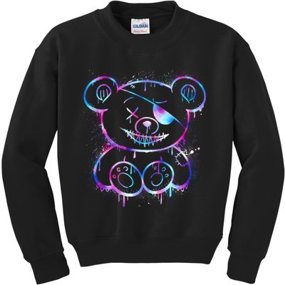 Emo Punk Teddy Bear Graffiti Kids Sweatshirt