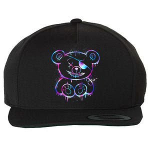 Emo Punk Teddy Bear Graffiti Wool Snapback Cap