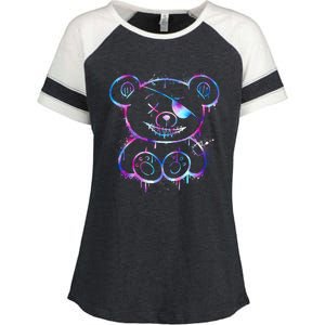 Emo Punk Teddy Bear Graffiti Enza Ladies Jersey Colorblock Tee