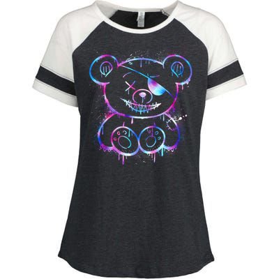 Emo Punk Teddy Bear Graffiti Enza Ladies Jersey Colorblock Tee