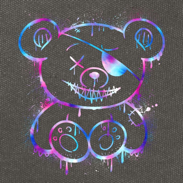 Emo Punk Teddy Bear Graffiti Cotton Canvas Backpack
