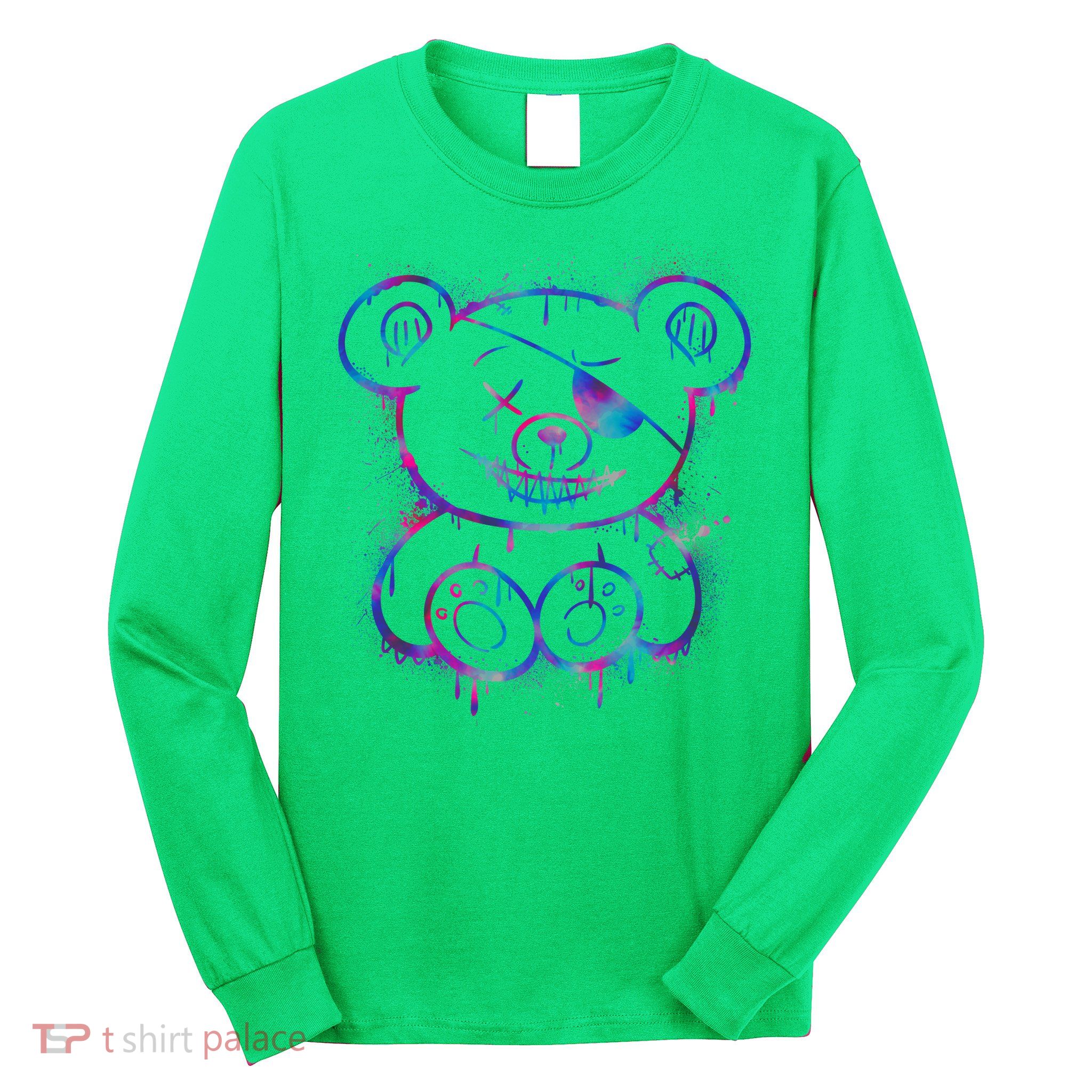 Emo Punk Teddy Bear Graffiti Long Sleeve Shirt