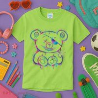 Emo Punk Teddy Bear Graffiti Kids T-Shirt
