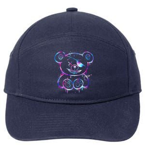 Emo Punk Teddy Bear Graffiti 7-Panel Snapback Hat