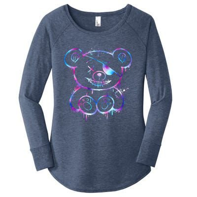 Emo Punk Teddy Bear Graffiti Women's Perfect Tri Tunic Long Sleeve Shirt