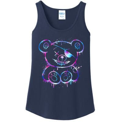 Emo Punk Teddy Bear Graffiti Ladies Essential Tank