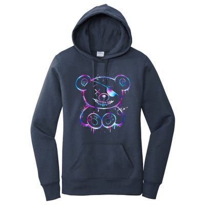 Emo Punk Teddy Bear Graffiti Women's Pullover Hoodie