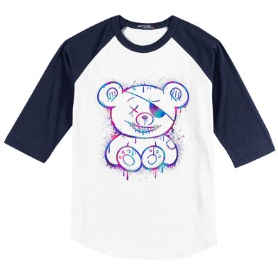 Emo Punk Teddy Bear Graffiti Baseball Sleeve Shirt