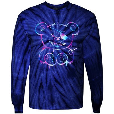 Emo Punk Teddy Bear Graffiti Tie-Dye Long Sleeve Shirt