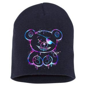 Emo Punk Teddy Bear Graffiti Short Acrylic Beanie