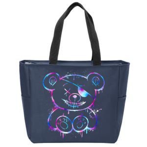 Emo Punk Teddy Bear Graffiti Zip Tote Bag