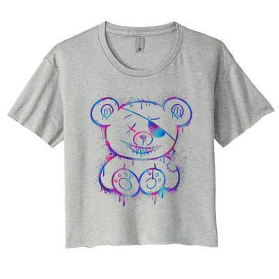 Emo Punk Teddy Bear Graffiti Women's Crop Top Tee