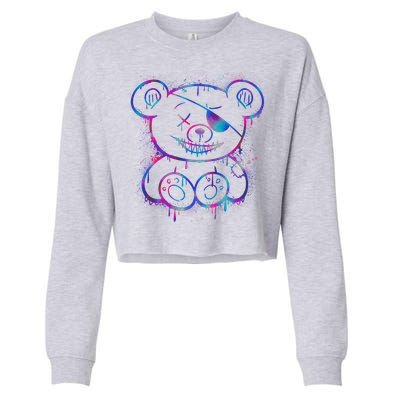 Emo Punk Teddy Bear Graffiti Cropped Pullover Crew