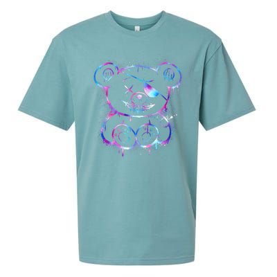 Emo Punk Teddy Bear Graffiti Sueded Cloud Jersey T-Shirt