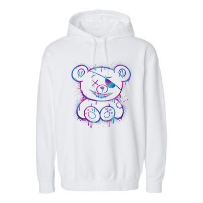 Emo Punk Teddy Bear Graffiti Garment-Dyed Fleece Hoodie