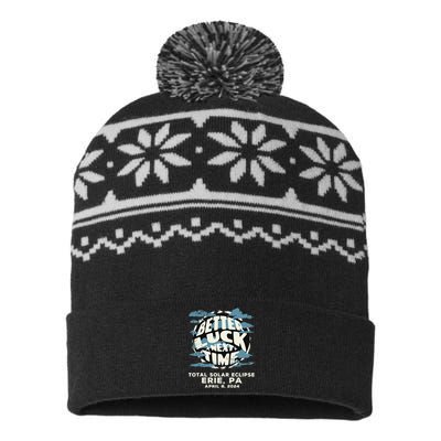 Erie Pa Total Solar Eclipse Cloudy Weather USA-Made Snowflake Beanie