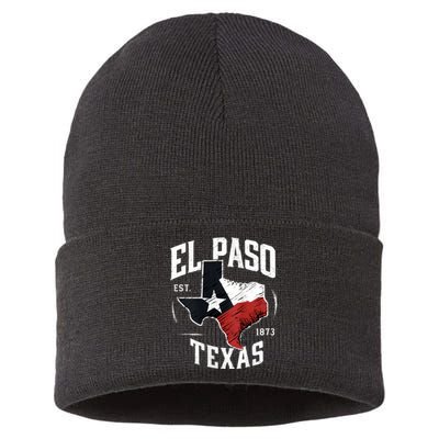 El Paso Texas Tx Vintage State Flag | Est. 1873 Sustainable Knit Beanie