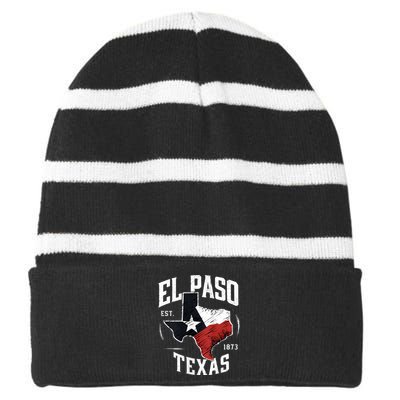 El Paso Texas Tx Vintage State Flag | Est. 1873 Striped Beanie with Solid Band