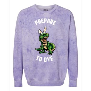 Easter Prepare To Dye Trex Dinosaur Bunny Ears Gift Colorblast Crewneck Sweatshirt