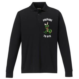 Easter Prepare To Dye Trex Dinosaur Bunny Ears Gift Performance Long Sleeve Polo