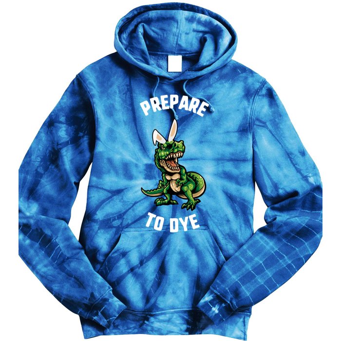 Easter Prepare To Dye Trex Dinosaur Bunny Ears Gift Tie Dye Hoodie