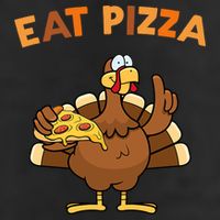 Eat Pizza Turkey Thanksgiving Funny 7 Panel Mesh Trucker Snapback Hat