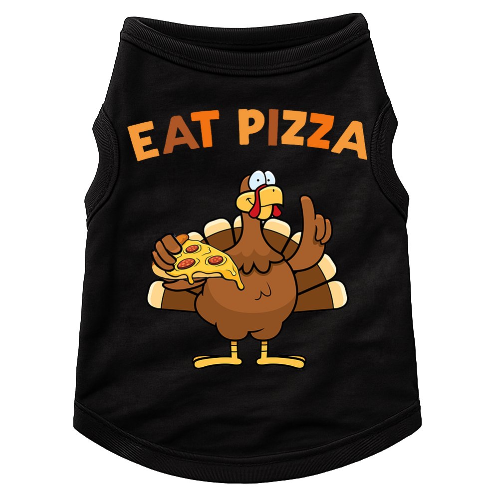 Eat Pizza Turkey Thanksgiving Funny Doggie Tank