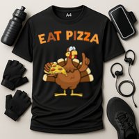 Eat Pizza Turkey Thanksgiving Funny Cooling Performance Crew T-Shirt