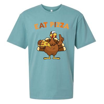 Eat Pizza Turkey Thanksgiving Funny Sueded Cloud Jersey T-Shirt