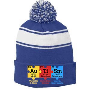 Elets Periodic Table Autism Awareness Autism Chemistry Cool Gift Stripe Pom Pom Beanie