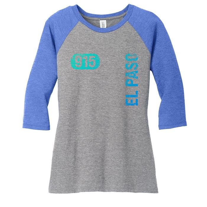 El Paso Texas 915 Area Code Vintage Retro Gift Women's Tri-Blend 3/4-Sleeve Raglan Shirt