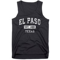 El Paso Texas Tx Vintage Established Sports Tank Top