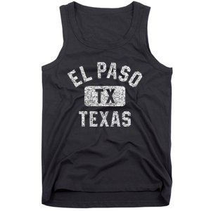 El Paso Tx Texas Gym Style Distressed White Print Tank Top