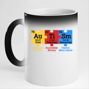 Elets Periodic Table Autism Awareness Autism Chemistry Gift 11oz Black Color Changing Mug