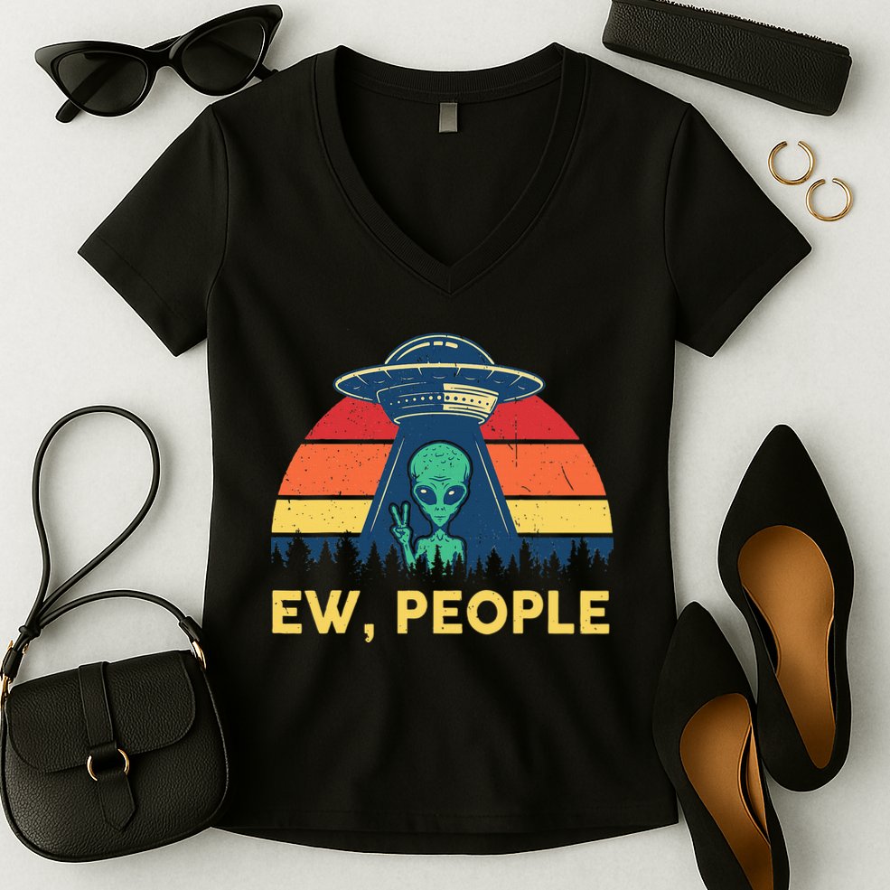 Ew People  Ufo Alien Costume Women's V-Neck T-Shirt